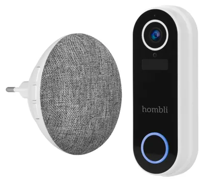 Image de Hombli Smart Doorbell Pack, Noir, Blanc, Maison, Bureau, IP65, Plastique, IR, 2 voies