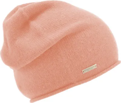 Seeberger Strickmütze-Beanie aus 100% Kaschmir mit Rollrand in rosa