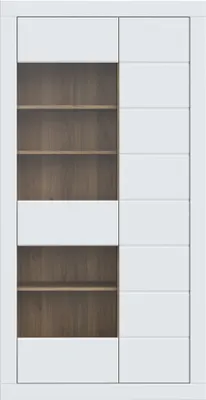 Produktbild von Stauraumvitrine >LEFKADAS< 2 Türen, 9 Böden, Weiss / Mauvella Eiche Nachbildung - 101x196x41,4cm BxHxT
