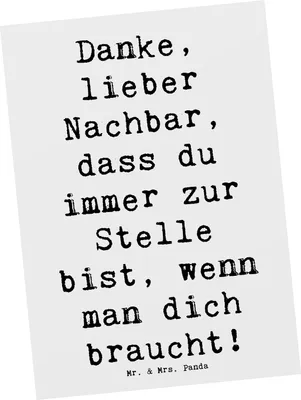 Produktbild von Mr. & Mrs. Panda Postkarte Spruch Danke Nachbar - Weiß - Geschenk, Fotokarte, Aufmerksamkeit, Geschenkidee, Postkarten, Bedanken, Freundschaft, Nachbarschaftshilfe, sagen
