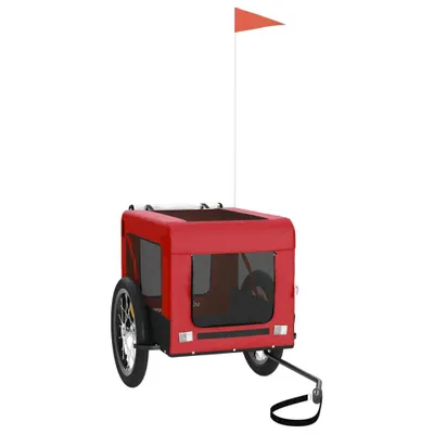 Image de vidaXL Remorque pour vélo Chiens Rouge et Noir Tissu Oxford & Fer