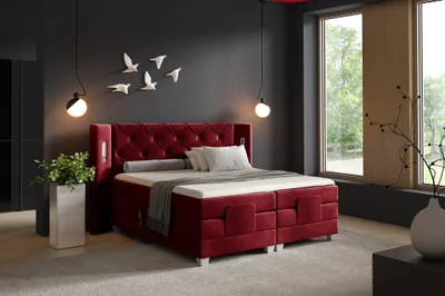 Produktbild von Boxspringbett Elektrisch Bett STEVE 180x200cm in Stoff Fresh Rot