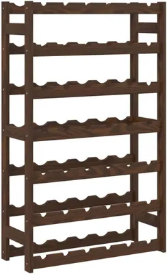 Imagen del producto de Estante de madera para 42 botellas, color marrón, madera maciza, 7 niveles