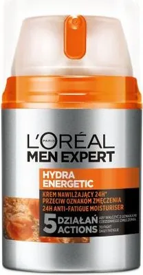 A product shot of a L'Oréal Men Expert Hydra Energetic moisturizer bottle.