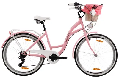 Obrázok produktu pre Goetze Mood 26" mestský bicykel, rám s nízkym nástupom 17", Shimano Tourney 6 rýchlostí, V-Brake, LED osvetlenie, pohodlné sedlo, ratanový košík