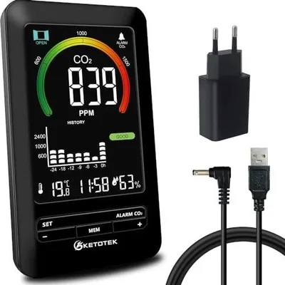 Zdjęcie produktu dla Miernik CO2 detektor dwutlenku węgla monitor powietrza alarm temperatura