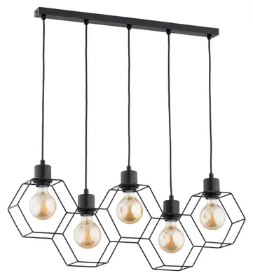 Zdjęcie produktu dla Lampa wisząca KOMBI czarna 5xE27x15W metal wym:80x9x75cm IP20 Alfa