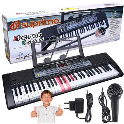 Produktbild von SUPRIMO 6136L KEYBOARD-Orgel mit Mikrofon für Kinder, beleuchtete Tasten
