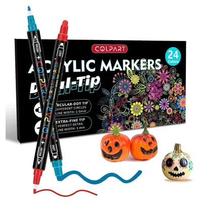 Image de Crayons acryliques pour pierres résistants à l'eau-24 couleurs Acrylic Paint Marker Pen