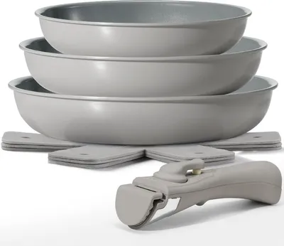 Immagine prodotto di Set di padelle BLAZANT 7 pezzi manico rimovibile induzione 20 24 28 cm rivestimento antiaderente in Vetroceramica