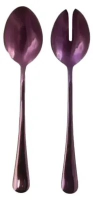 Produktbild von Salatbesteck aus Edelstahl, violett, spülmaschinenfest, Maße: 35,5 x 0,1 x 25 cm