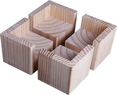 Produktbild von 4 Stück Holz-Möbelriser 5x5x10cm für Bett, Sofa, Tisch, Bodenschutz Naturholz