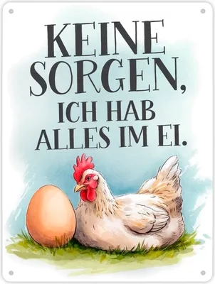 Produktbild von Keine sorge, alles im Ei Metallschild XL in 21x28 cm Huhn und Ei