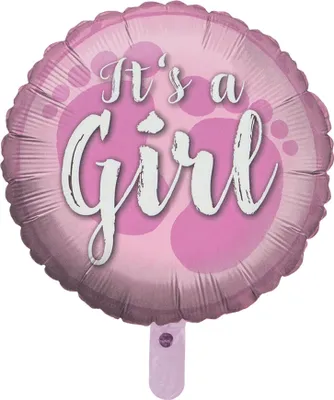 Produktbild von Folienballon Gender Reveal its a Girl Rund 45cm Helium Babyparty Deko Ballon
