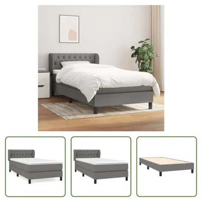 Produktbild von The Living Store Boxspringbett mit Matratze Dunkelgrau 90x190 cm Stoff