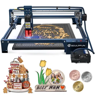 Produktbild von SCULPFUN S30 PRO Graviermäschine Kit(SCULPFUN S30 PRO+Automatisch gesteuerte Luftunterstützung+SCULPFUN 400mm*400mm Honeycomb Wabentisch)