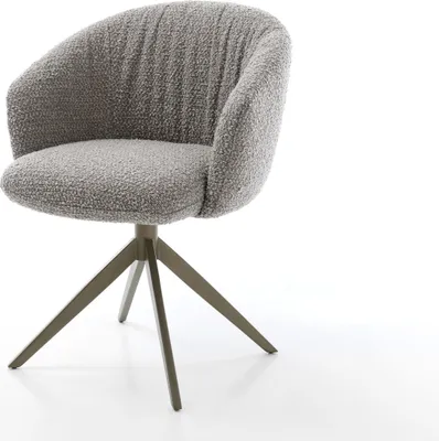Produktbild von DELIFE Drehstuhl Caja-Flex mit Armlehnen Bouclé Silbergrau Kreuzgestell breit Effektfinish Titan 360° drehbar Wippfunktion Taschenfederkern