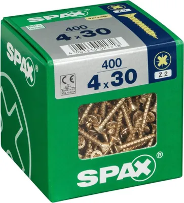 Immagine prodotto di Set di 400 viti in acciaio a testa svasata pozidriv SPAX, Diam.4 mm x L.30 mm