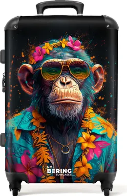 Produktbild von NoBoringSuitcases.com Hartschalen Koffer Mittelgroß 67x43x25 cm, 72L, Sommerliche Graffiti: Affe, Reisekoffer mit 4 Rollen