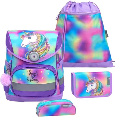 Produktbild von Belmil Compact ergonomisches Schulranzen-Set 4-teilig "Rainbow Color" mit Brustgurt, Magnetverschluss