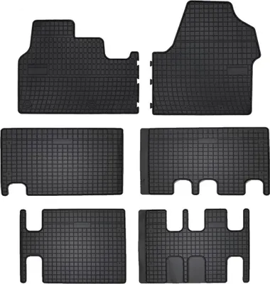Image de Tapis de sol voiture en caoutchouc pour Citroen Jumpy III (2018-, 3 rangées) Noir, lot de 6 pièces, fixations