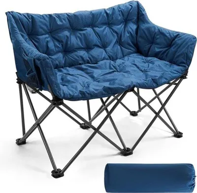 Produktbild von Famanu Campingstuhl 2-Sitzer - Klappbar, Hochlehne, Gepolstert, Blau