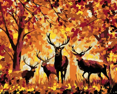 Produktbild von Zuty - Malen nach Zahlen - HIRSCHE UND HERBSTWALD, 40x50 cm, mit Keilrahmen (bereits gespannt)