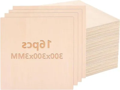 Immagine prodotto di Pannello multistrato da 3 mm, 300 x 300 mm, legno di tiglio, bricolage, legno di balsa, legno per taglio laser, fai da te, arte e artigianato.