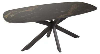 Immagine prodotto di Tavolo da pranzo FURNLUX Spider Marmo Nero e Nero 180 cm / Colore principale: Nero / Dimensioni: 180 x 76 x 90 cm