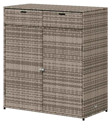 Produktbild von Gartenschrank Grau 105x55x113 cm aus Poly Rattan mit Schließfächern