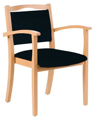 Produktbild von 4-Fußstuhl Holzstuhl mit Armlehnen Alexander Seniorenstuhl Pflegestuhl.Farbe:Kunstleder Soft Schwarz