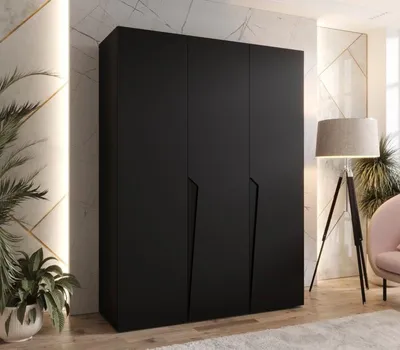 Obrázek produktu pro Elegantní šatní skříň 150 cm SORAYA 1 - černá / černé úchyty
