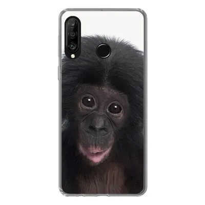 Produktbild von MuchoWow® Handyhülle Schutzhülle Hülle für Huawei P30 Lite Affe - Schimpanse - Porträt - Kinder - Jungen - Mädchen Silikon Softcase Handy Hülle - Handyhülle