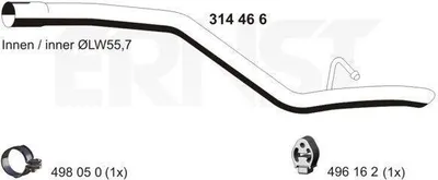 Produktbild von ERNST Abgasrohr Auspuffrohr für FORD Focus II Kombi (DA, FFS, DS) Hinten 314466
