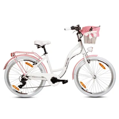 Produktbild von Goetze Mood 26 Zoll City Bike, 17 Zoll Tiefeinsteigerrahmen, 6-Gang Shimano Tourney, V-Bremse, LED-Beleuchtung, Komfortsattel, Rattankorb