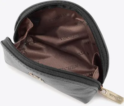 Produktbild von Wittchen Damen-Geldbörse aus Leder, halbkreisförmig, Schwarz, Naturleder