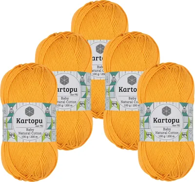 0,5kg Kartopu Baby Natural Cotton Häkelgarn Strickgarn Acryl-Baumwolle sonnengelb