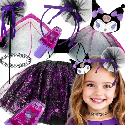 Obrázok produktu pre del-sol Kostým Kuromi Cosplay Dievčenská Súprava s Krídlami