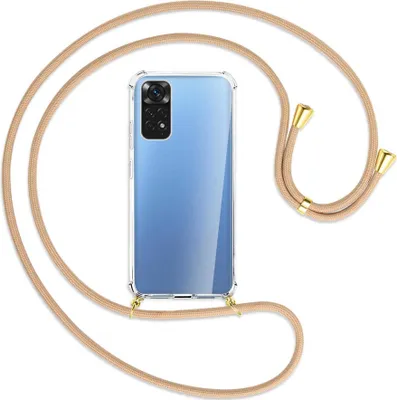 Produktbild von Handykette Backcover-Schutzhülle mit Band (Metall goldfarben) für Xiaomi Redmi Note 11S 4G - beige