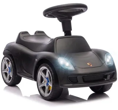 Produktbild von Rutschauto Kinder Porsche Rutschfahrzeug mit Hupe Licht Motorgeräuschen, für 18–36 Monate, Mattschwarz