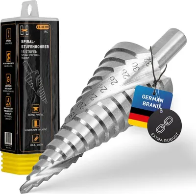 Obrázek produktu pro HARDTWERK stupňovitý vrták Ø 4-32 mm - 15 kroků - rychlořezná ocel
