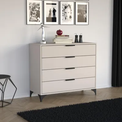 Produktbild von BEAUTYSOFA Kommode Home 100cm Kaschmir, modernes Sideboard mit 4 Schubladen, Anrichte für Wohnzimmer, Schlafzimmer & Flur mit Griffen und Metallbeinen
