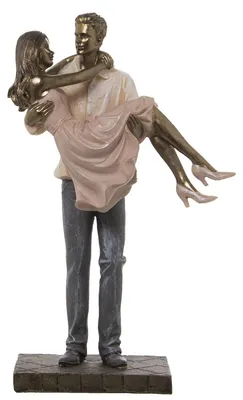 Kunstharzfigur Paar mit Mädchen, 16 x 9 x 26 cm