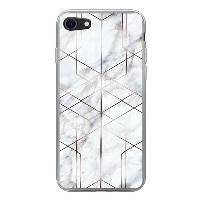 Produktbild von MuchoWow® Handyhülle Schutzhülle Hülle für iPhone 7 Marmor - Gold - Weiß Silikon Softcase Handy Hülle - Kartenhalter