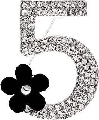 Produktbild von Frauen Mode Nummer 5 Blume Strass Brosche Pin Kleidung Abzeichen Schmuck Geschenk-Schwarzer Splitter