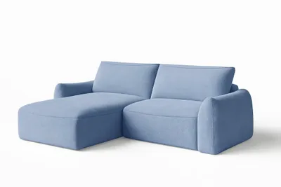 Produktbild von Ecksofa mit Schlaffunktion Bettkasten Couch links Blau Gino VIBE70