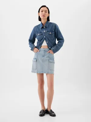 Produktbild von GAP Damen Cargo Rock aus Stretch-Denim, Blau, Größe 35, mit mittelhohem Bund