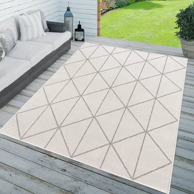 Produktbild von TT Home In-& Outdoorteppich Wetterfest Terrasse Küche Geometrisches Design Skandi Motiv Größe 120x160 cm