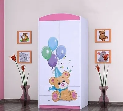 Immagine prodotto di BDW Armadio, 2 ante, 2 cassetti, guardaroba, 180x90 cm, rosa