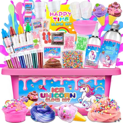 Immagine prodotto di Crea il tuo slime: set per creare slime a tema unicorno - Slime per bambine - Giocattoli per bambini - Kit per creare slime fai da te